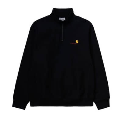 Sudadera Carhartt WIP Half Zip American Script Sweat Black I027014.89XX.03. Sudaderas Carhartt WIP