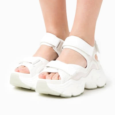 Sandalias Buffalo Binary 0 Vegan Nappa - Nubuck White 3140001602030 Chanclas Buffalo Boots