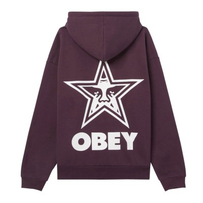 Sudadera capucha OBEY Bold star extra heavy hood Plum perfect 112470224-PLP Sudaderas Obey 