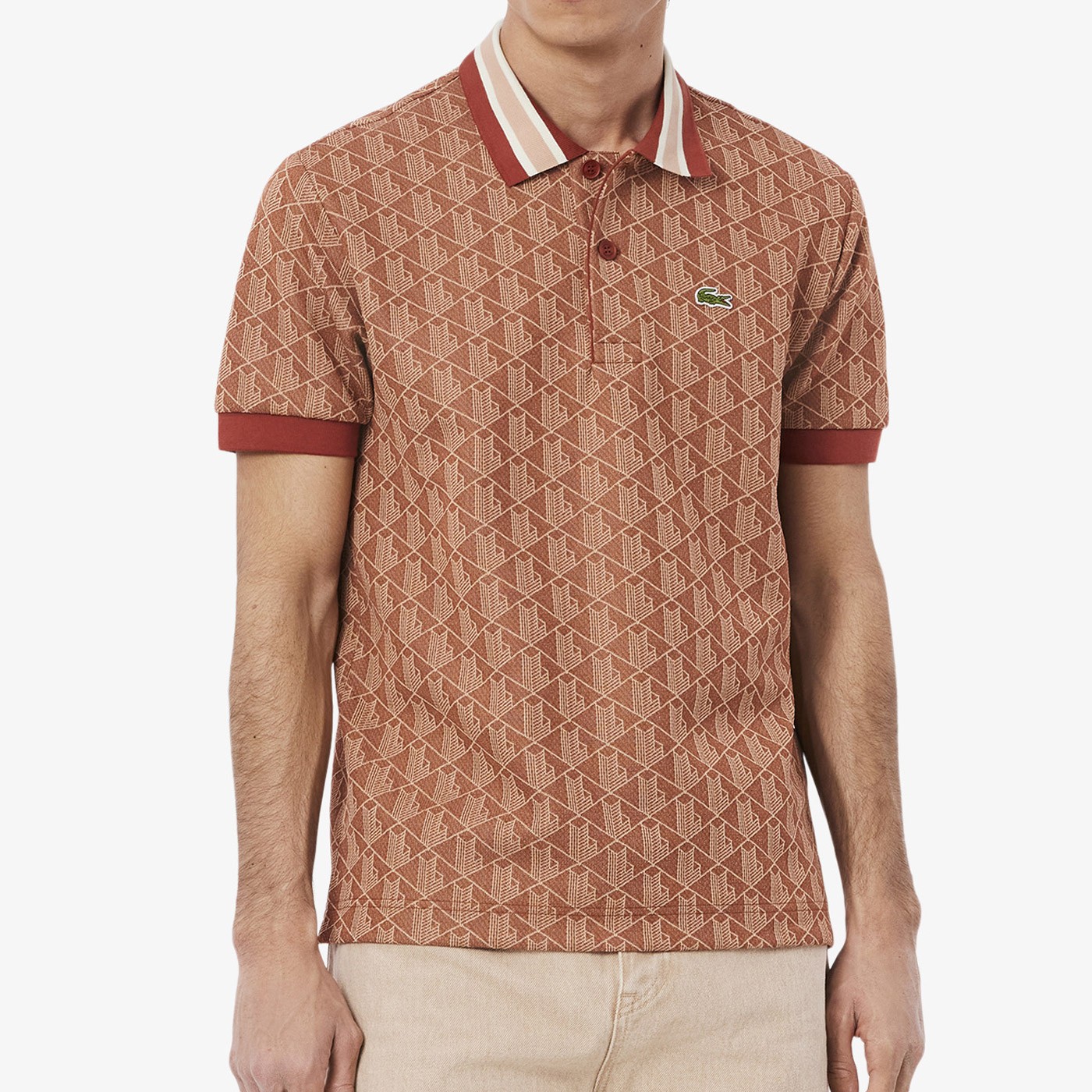 Polo de jacquard Lacoste Monograma Rojo Beige DH1417-00-GTI Polos Lacoste Polo de jacquard Lacoste Monograma Rojo Beige DH1417-00-GTI Polos Lacoste