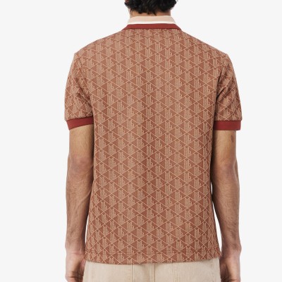 Polo de jacquard Lacoste Monograma Rojo Beige DH1417-00-GTI Polos Lacoste