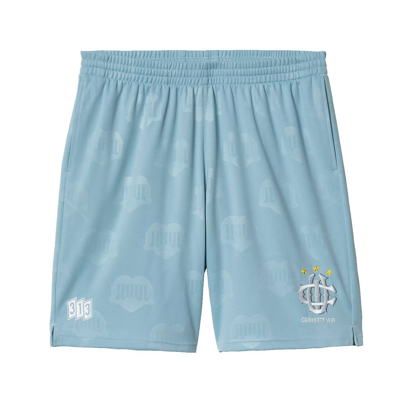 Pantalón corto Carhartt WIP Hartt's Football Short Heart Train Jacquard, Bluebird I034623.2UHXX.03 Jogger y Chandal Cortos Carhartt WIP