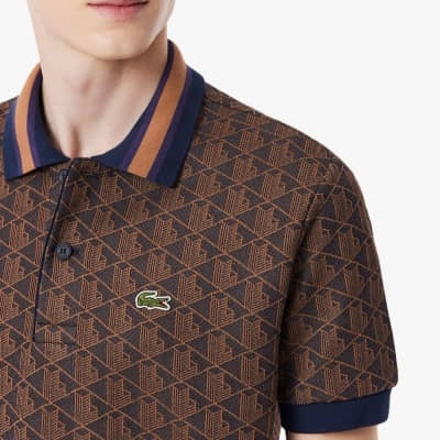 Polo de Jacquard Lacoste Monograma Violet Brown DH1417-00-9I4 Polos Lacoste
