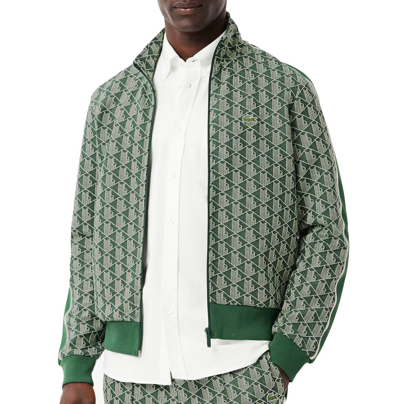 Sudadera Lacoste De Jacquard Estampado Monograma Verde Green SH1368-00-D1R Sudaderas Lacoste