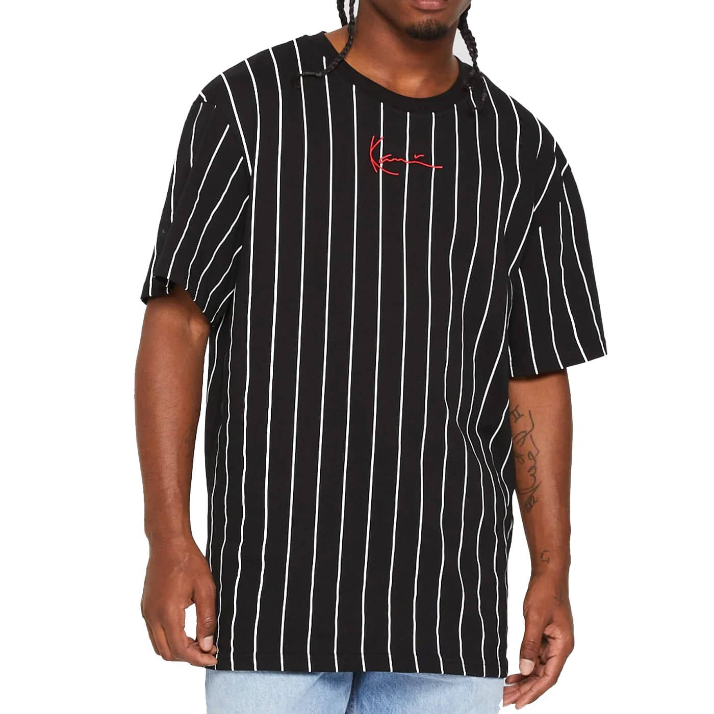 Camiseta Karl Kani Small Signature Printstripe Tee Black White KKMQ3206-3BLK Magliette Karl Kani