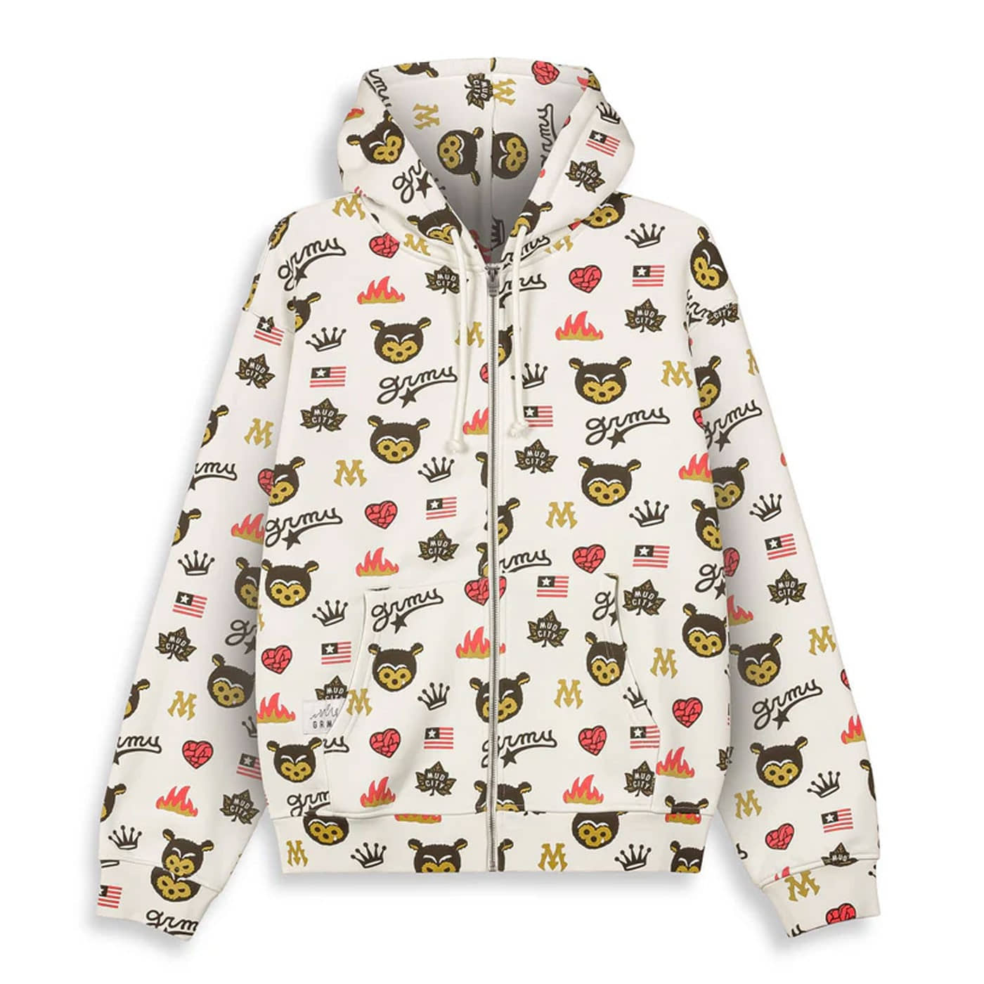 Sudadera cremallera Grimey Mud'S The Residence Bear Regular Zipper Hoodie Off White GCZH640-OWHT Sudaderas Grimey