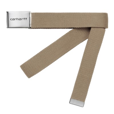 Cinturón Carhartt WIP Clip Belt Chrome Beige Leather I019176_8YXX Cinturones Carhartt WIP