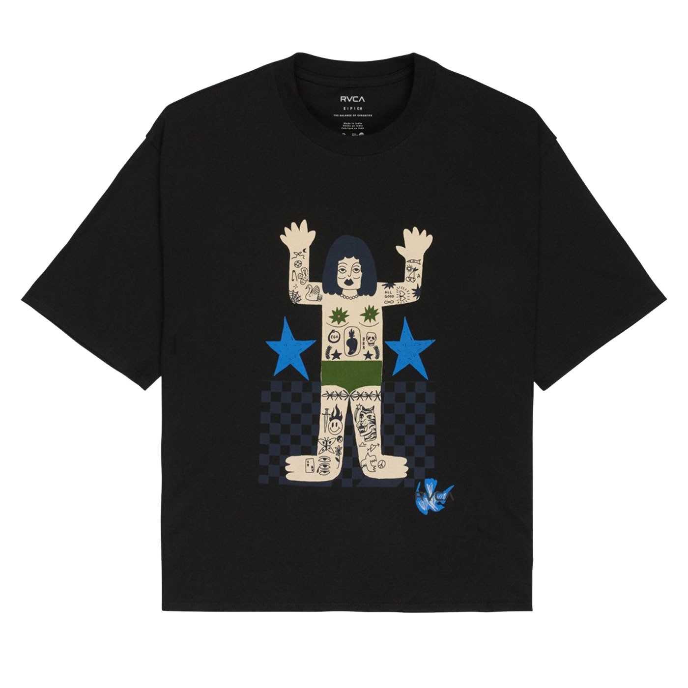 Camiseta Rvca Antonia Figueiredo Bonhome Oversized Tee Negro Black EVJZT00169 Camisetas RVCA