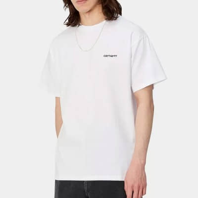 Camiseta Carhartt WIP S-S Script Embroidery T-Shirt White-Black I030435.00AXX.03 Camisetas Carhartt WIP
