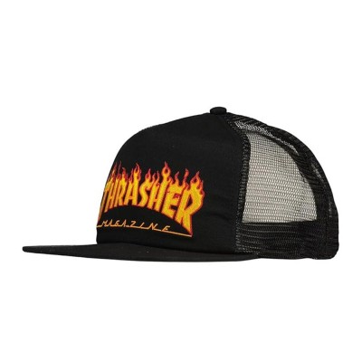 Gorra Thrasher Embroidered Flame Logo Mesh Trucker Cap Black CATHRFLAME Gorras Thrasher