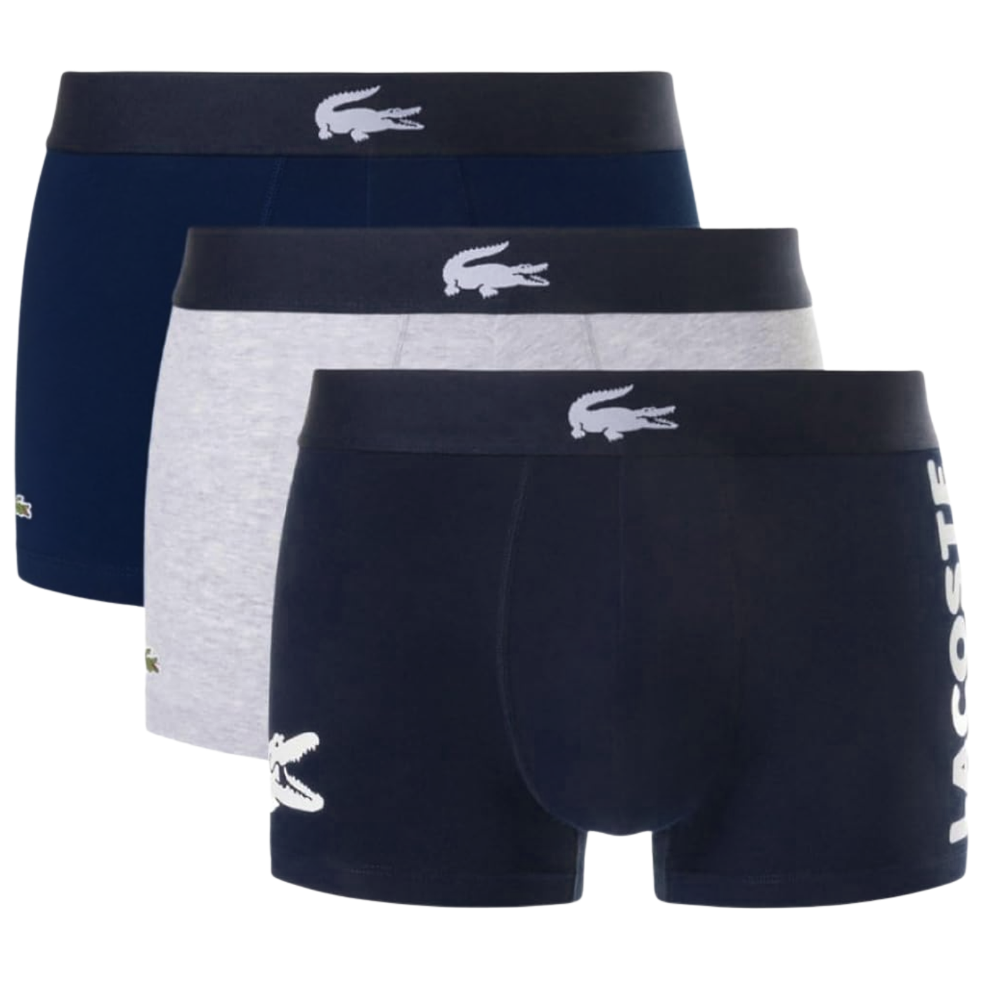 Pack de 3 calzoncillos Lacoste de algodón elástico BCK Navy-Grey 5H1291-00-BCK Calzones y boxer Lacoste