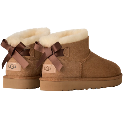 Zapatos UGG W Ultra Mini Bailey Bow Marrón Chestnut con lazo 1185491-CHE Zapatillas UGG