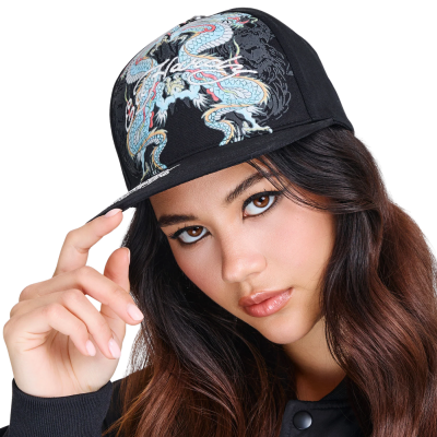Gorra Ed Hardy Battle Dragon 5 Panel Flat Peak Cap Black ED6216-58 Gorras Ed Hardy