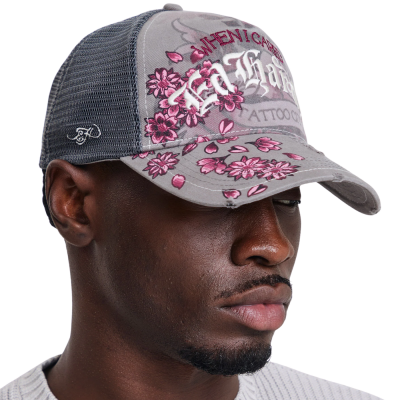 Gorra Ed Hardy Floral Tattoo City 5 Panel Trucker Cap Grey ED6206 Gorras Ed Hardy