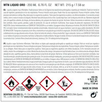 Pintura MTN LIQUID Metallic 200ml MTN-LIQUID-INK-METAL Tintas Montana Colors