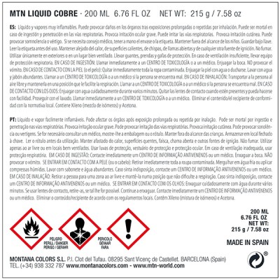 Pintura MTN LIQUID Metallic 200ml MTN-LIQUID-INK-METAL Tintas Montana Colors