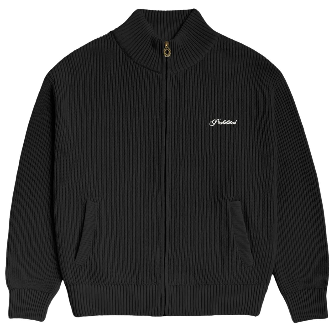 Chaqueta de punto Prohibited Campus Knit Jacket Black 117 0110-169 Chaquetas PROHIBITED