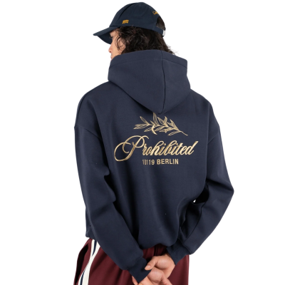 Sudadera con capucha Prohibited Pb Leaf Hoodie Navy 109 0062-40 Sudaderas PROHIBITED