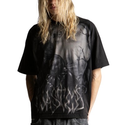 Wasted Paris Chainsaw Boxy T-shirt Faded Black WASTED-CHAINSAW-BOXY-FBK Magliette Wasted Paris