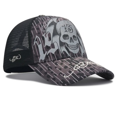 Gorra Ed Hardy 13 Skull 5 Panel Trucker Cap Black ED6210 Gorras Ed Hardy