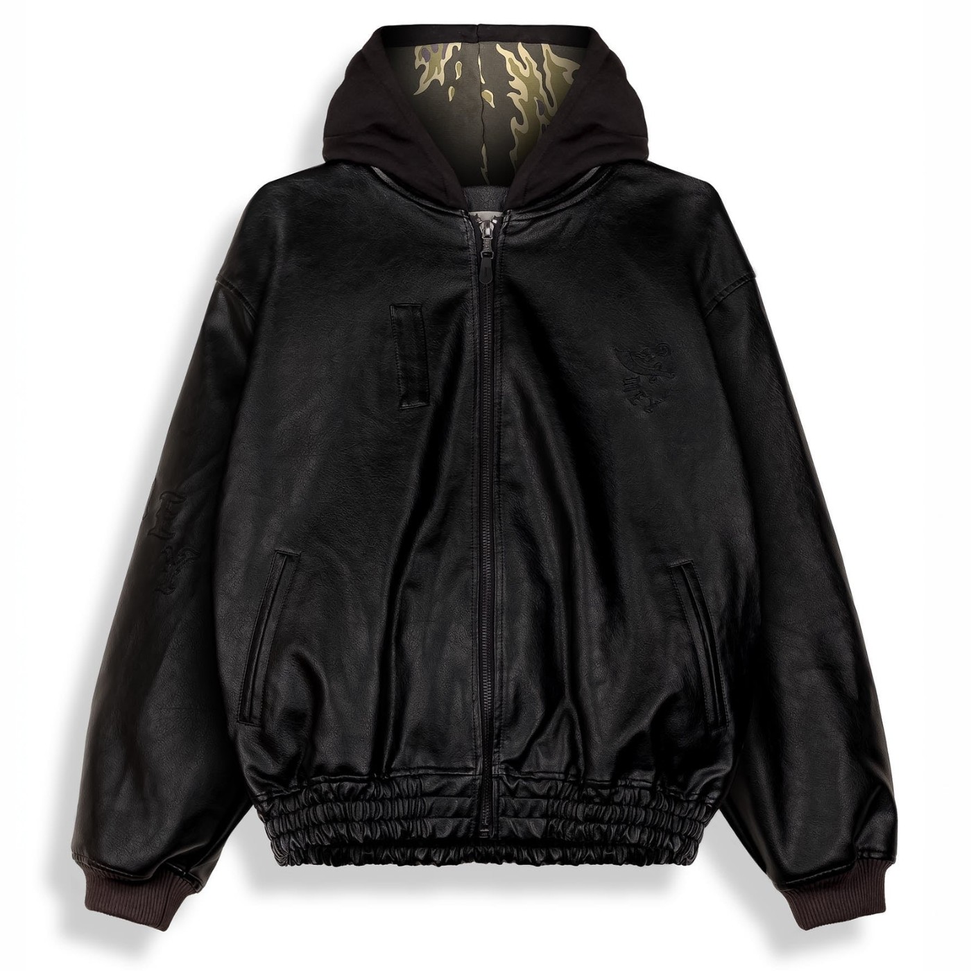 Chaqueta de polipiel con capucha Grimey Odd Cutlass Hooded Pu Leather Jacket Black GHPLJ208-BLK Chaquetas Grimey
