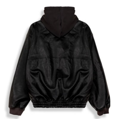 Chaqueta de polipiel con capucha Grimey Odd Cutlass Hooded Pu Leather Jacket Black GHPLJ208-BLK Chaquetas Grimey