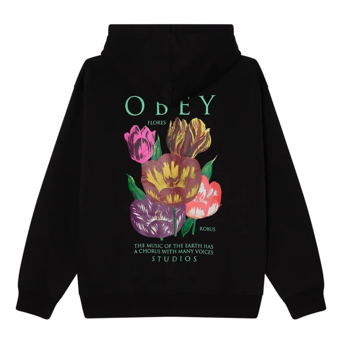 Sudadera con capucha Obey Flores Robus Black 112844430-BLK Sudaderas Obey 