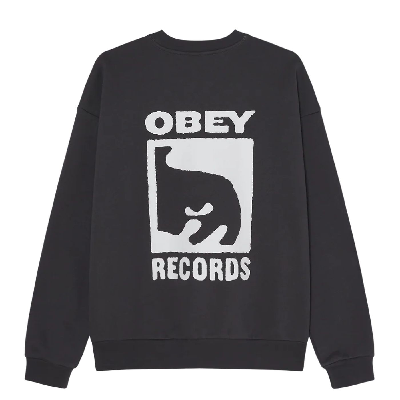 Sudadera cuello redondo Obey Records Extra Heavy Crew Vintage Black 111600101-VBL Sudaderas Obey 