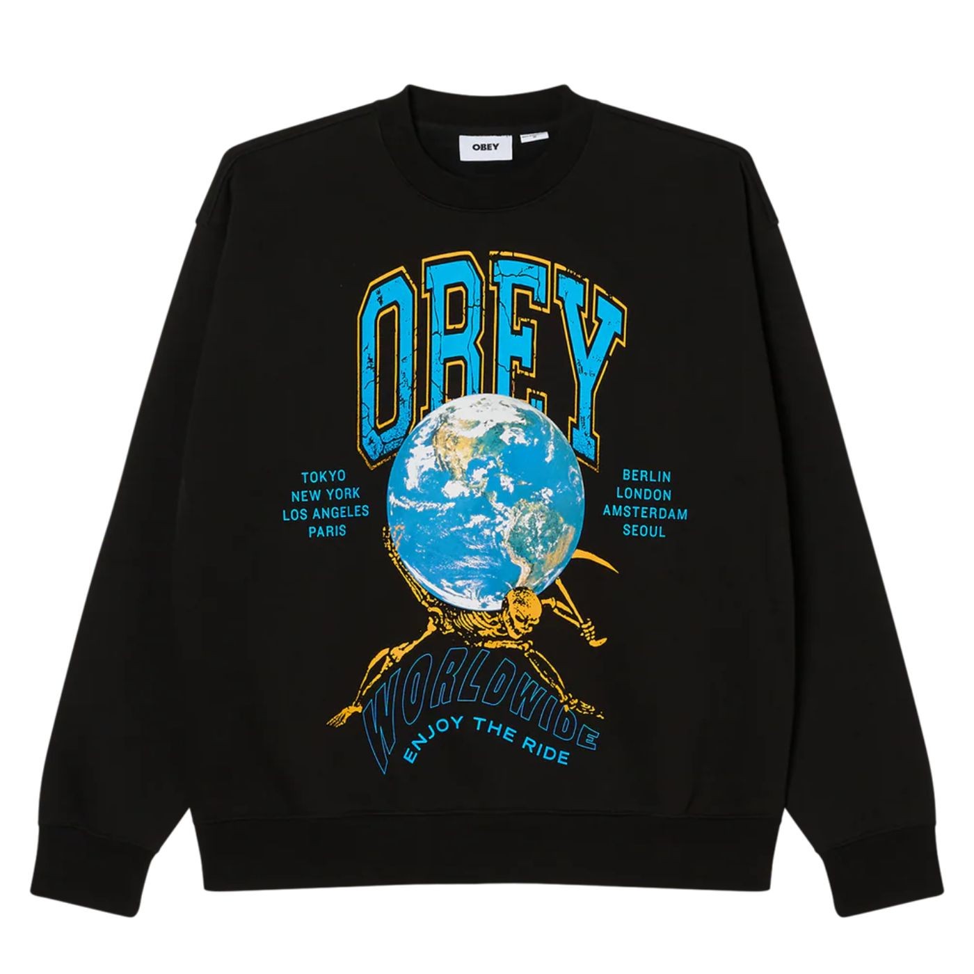 Sudadera cuello redondo Obey Enjoy The Ride Black 112864431-BLK Sudaderas Obey 