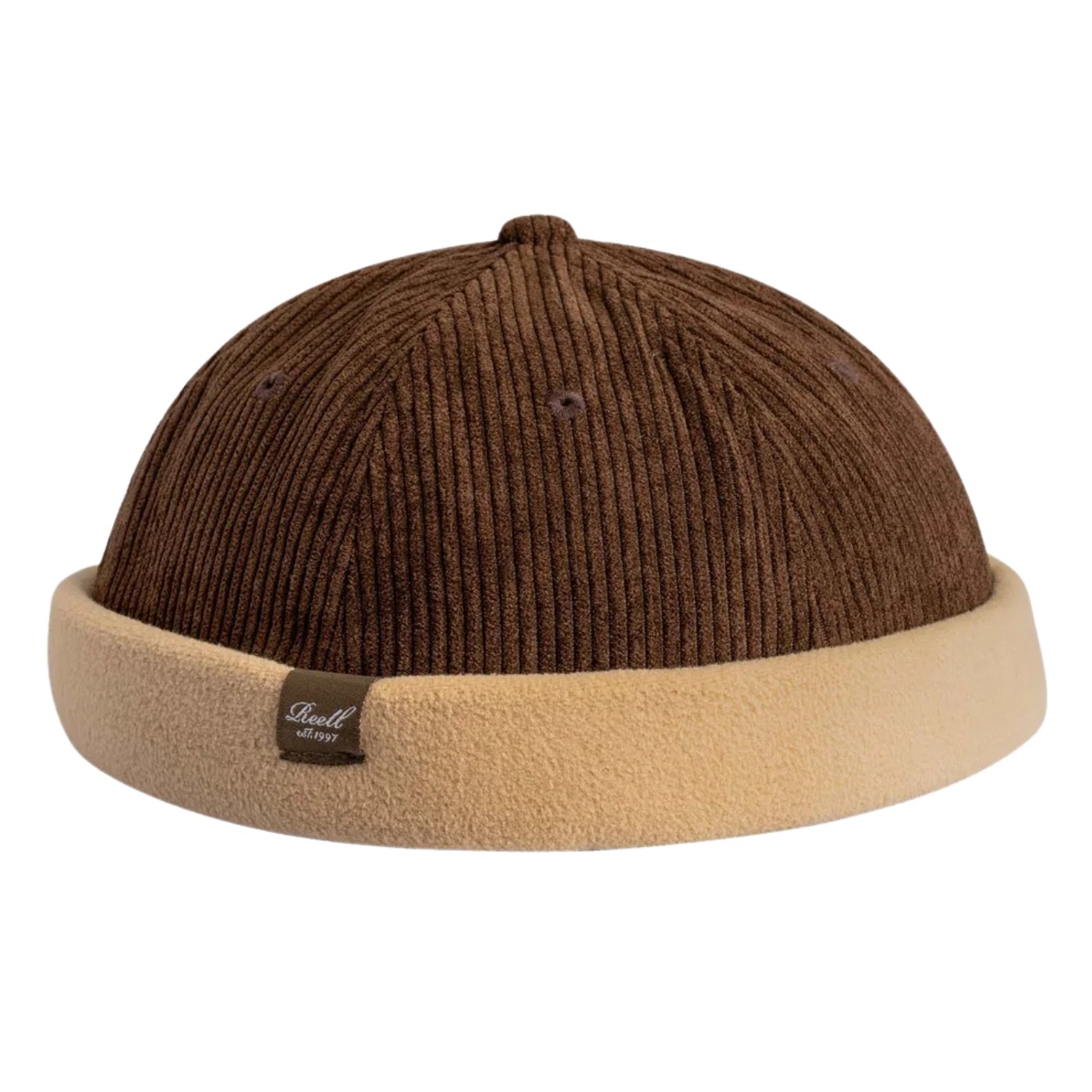 Gorra REELL Docker Cap Dark Brown Cord - Beige Fleece DOCKER-CAP-DARK-BROWN-CORD-BEIGE-FLEECE Gorros REELL