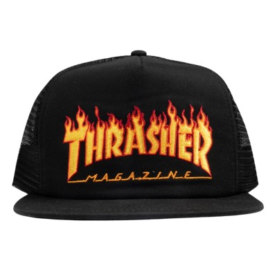 Gorra Thrasher Embroidered Flame Logo Mesh Cap Black CATHRFLAME Gorras Thrasher