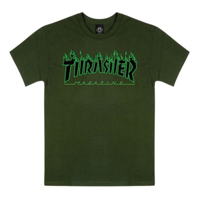 Camiseta Thrasher Flame Logo Tee Forest Green TSTHRFLA-FGR Camisetas Thrasher