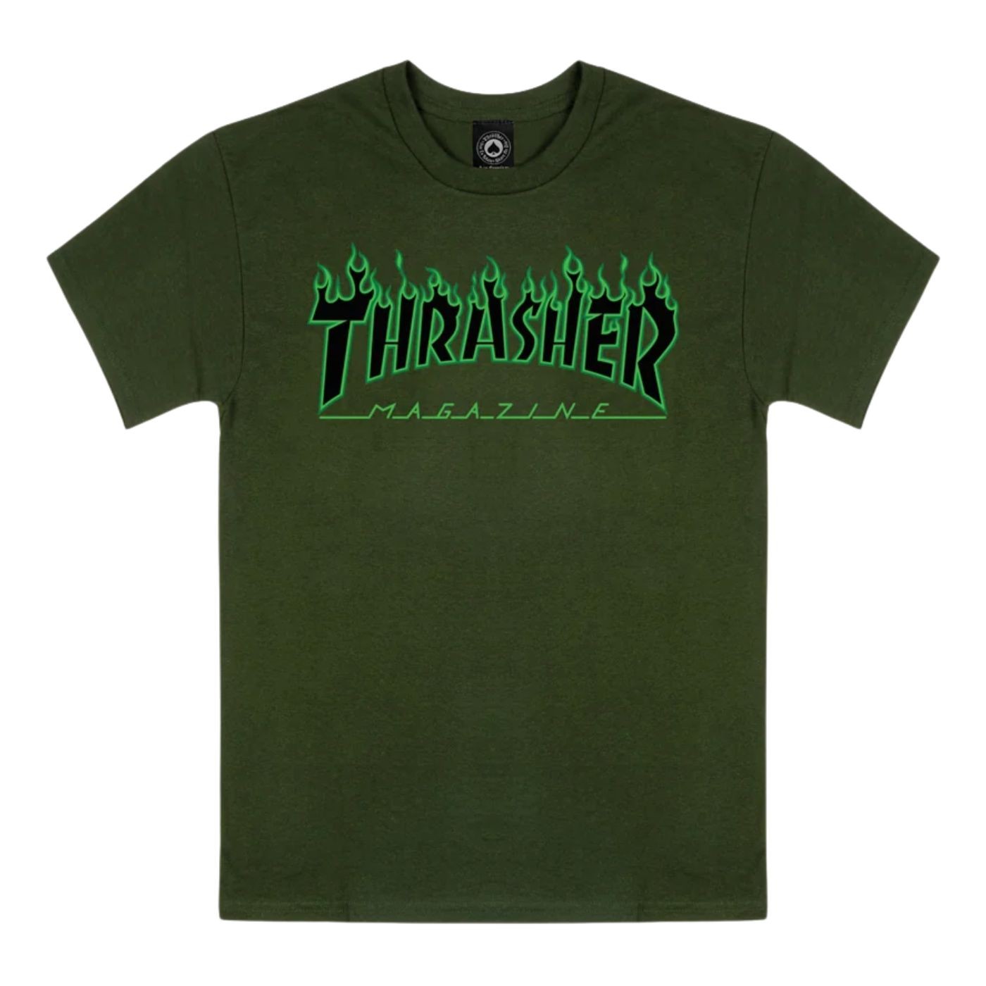 Camiseta Thrasher Flame Logo Tee Forest Green TSTHRFLA-FGR Camisetas Thrasher