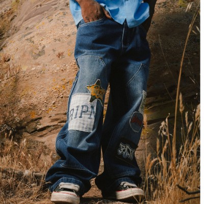 Pantalón RIPNDIP Skyline Wide Fit Carpenter Pant Light Wash Denim RNDFALL26111 Vaquero Jeans RipNDip