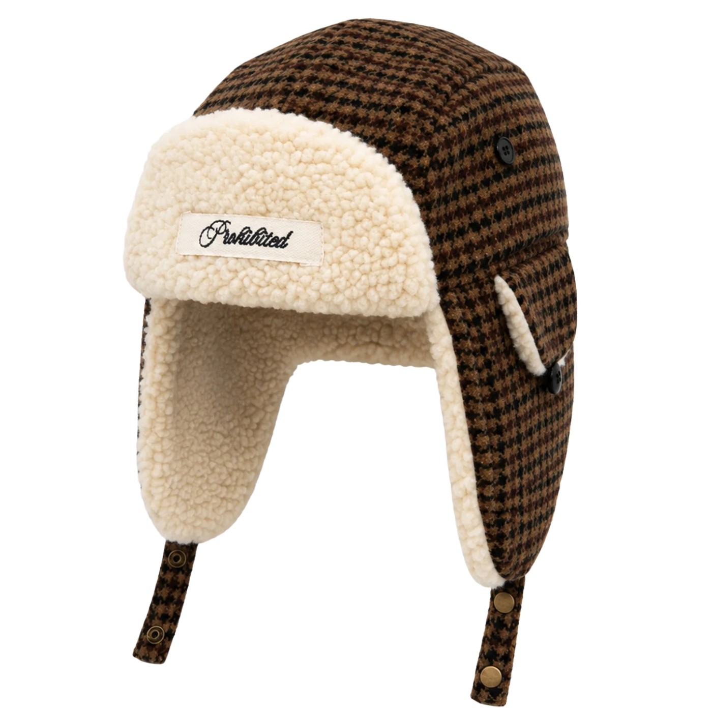 Gorro aviador Prohibited Checkered Aviator Hat Checkered Brown 410 0110-552 Gorros PROHIBITED