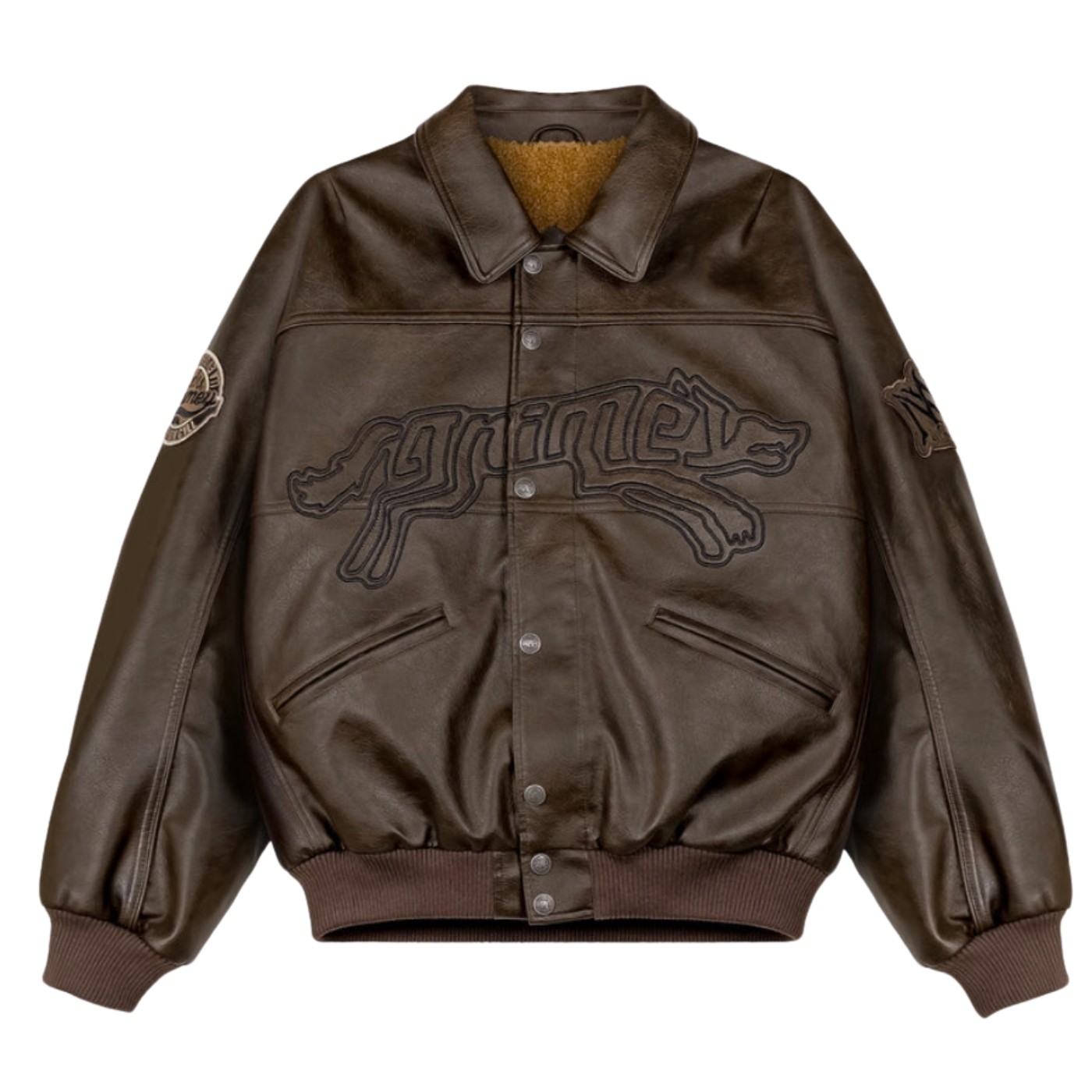 Chaqueta de polipiel Grimey Wild One Pu Leather Jacket Washed Brown GPLJ207-WBRW Chaquetas Grimey