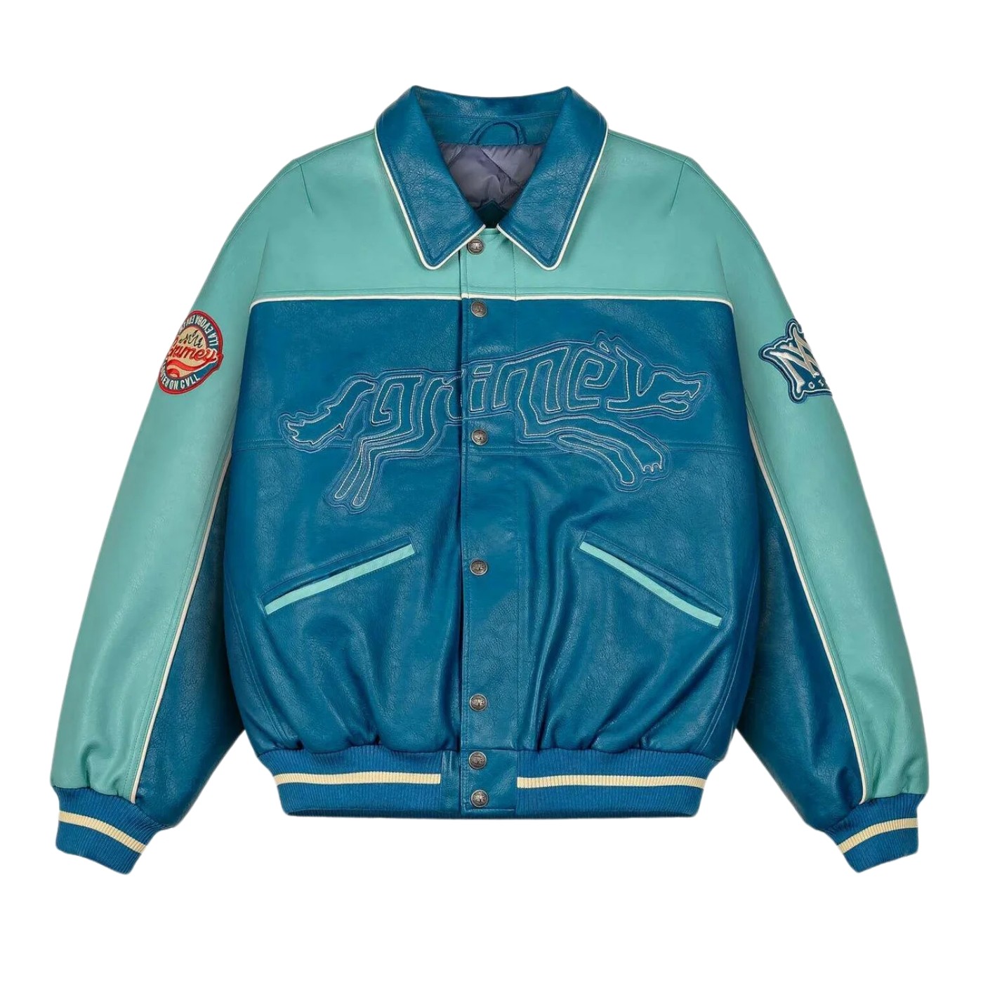 Chaqueta de polipiel Grimey Wild One Pu Leather Jacket Washed Blue GPLJ207-WBLU Chaquetas Grimey