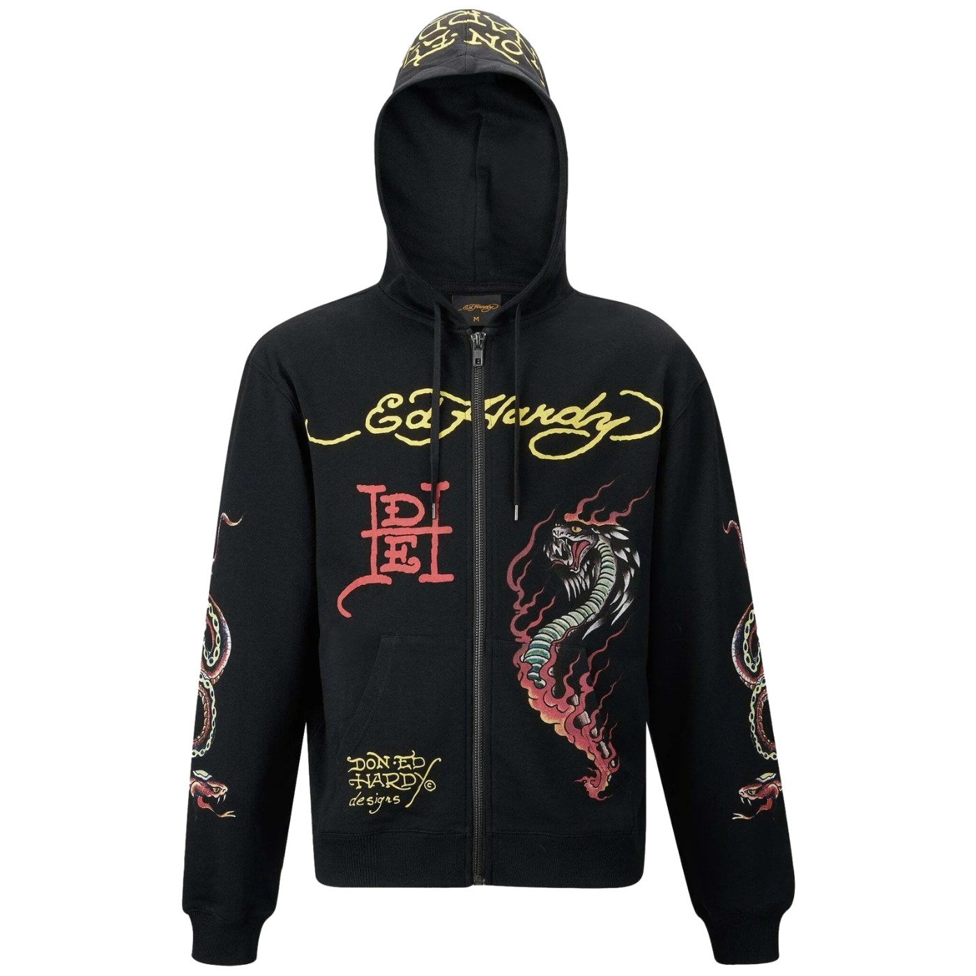 Sudadera capucha Ed Hardy Mens Double-Venom Zip Thru Hoodie Black ED2622 Sudaderas Ed Hardy
