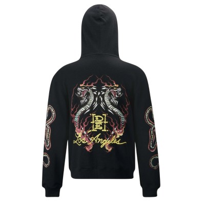 Sudadera capucha Ed Hardy Mens Double-Venom Zip Thru Hoodie Black ED2622 Sudaderas Ed Hardy