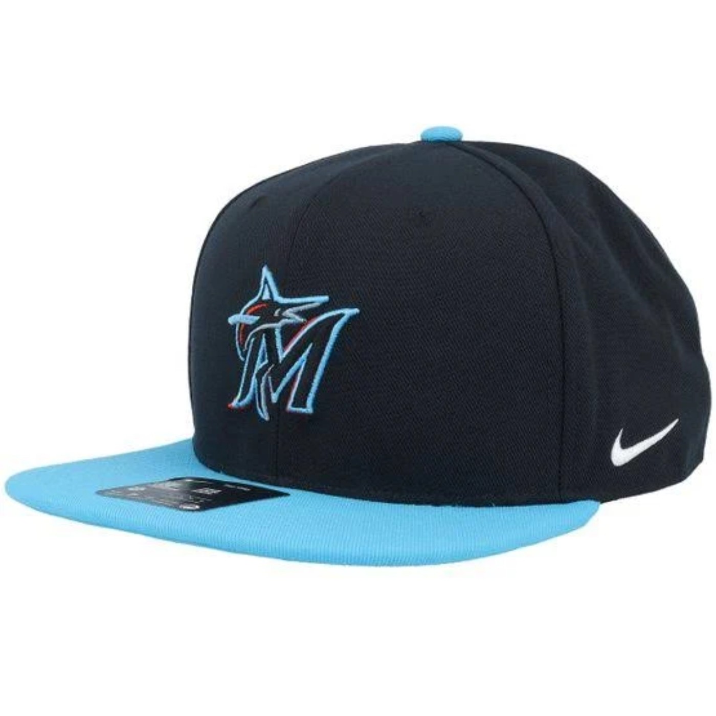 Gorra Nike MLB Miami Marlins Dri-Fit Pro Structured Square Bill Cap Black 00A-Light Current Blue NB09-19M1-MQM-8KY Gorras NIKE