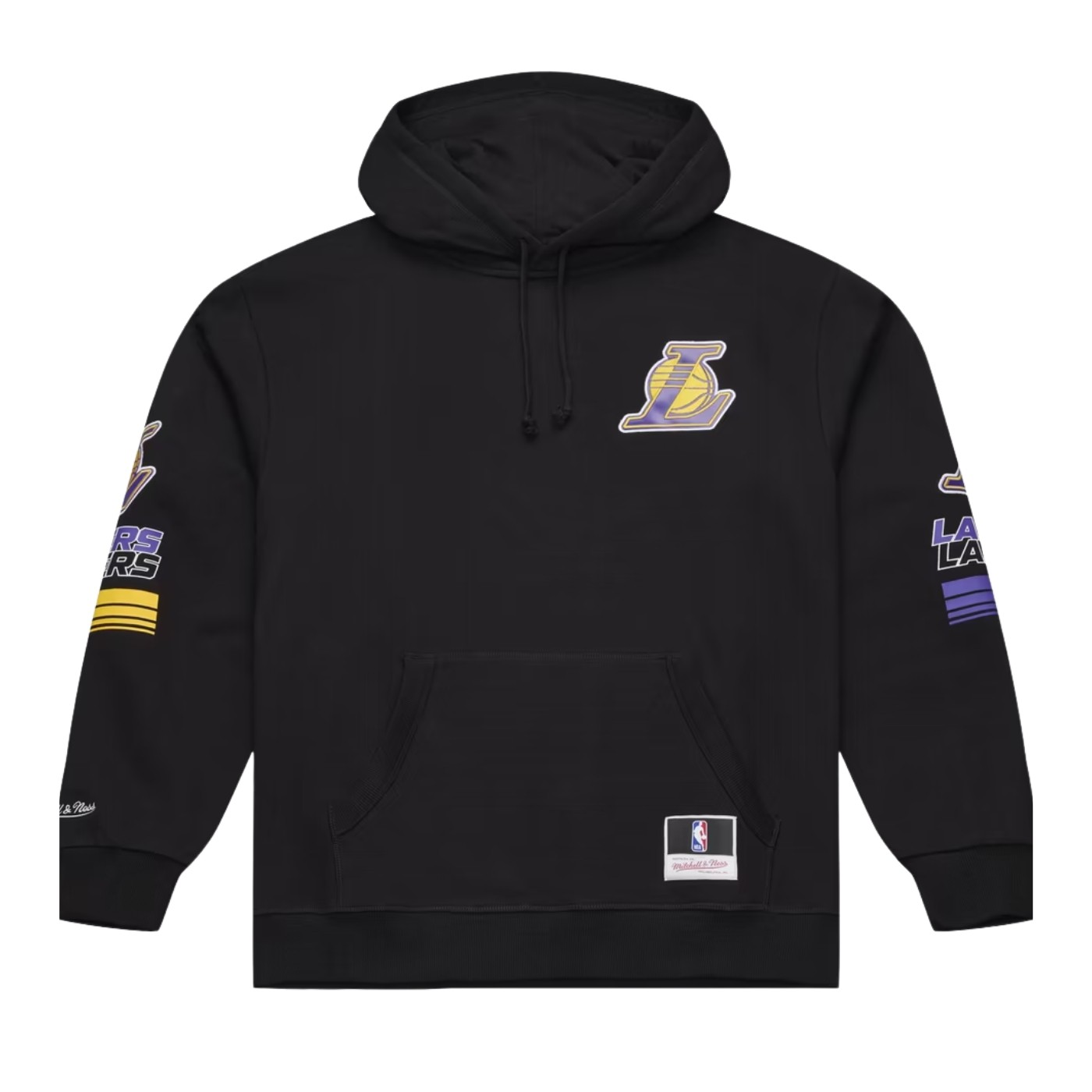 Sudadera con capucha Mitchell & Ness NBA Los Angeles Lakers Triple Check Fleece Hoodie Black TH18013-LALBLCK Sudaderas Mitchell & Ness