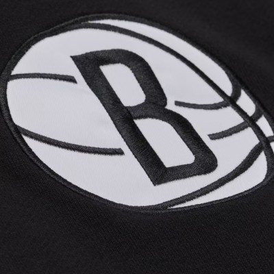 Sudadera con capucha Mitchell & Ness NBA Brooklyn Nets Triple Check Fleece Hoodie Black TH18013-BNEBLCK Sudaderas Mitchell & Ness