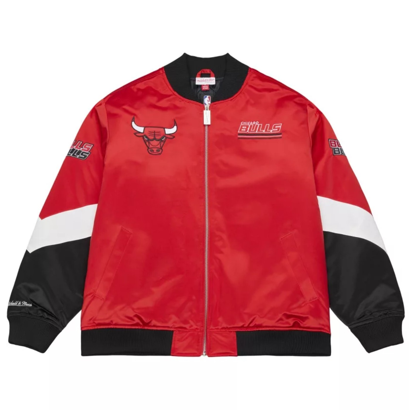 Chaqueta Mitchell & Ness NBA Chicago Bulls Triple Check Heavyweight Satin Jacket Red JK18007-CBURED1 Chaquetas Mitchell & Ness