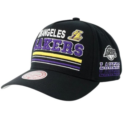 Gorra Mitchell & Ness NBA Los Angeles Lakers Triple Check Pro Snapback Black HP18996-LALBLCK Gorras Mitchell & Ness