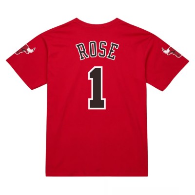 Camiseta Mitchell & Ness NBA Chicago Bulls - Derrick Rose Name & Number Classic Tee Scarlet NN17880-CBUSCAR Camisetas Mitchell & Ness